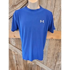 Mens under armour compression XXL 2XL Short Sleeve  blue heat gear EUC ^*
